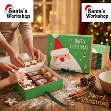 6PCS Large Green Christmas Cookie Bakery Gift Boxes – 24cm Festive Treat Boxes for Holiday Gift Packaging