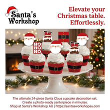 Santa Claus Christmas Cupcake Decorations 24PCS – Muffin Wrappers with Toppers, Festive Baking Supplies for Holiday Treats & Party Table