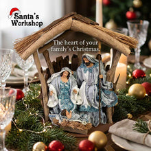 35cm Christmas Driftwood Holy Family Nativity Scene on Stable – Rustic Religious Handmade Christian Decoration