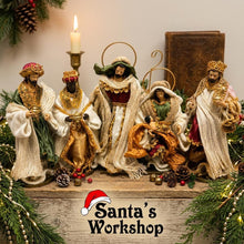 Handmade Christmas Nativity Set with Holy Family & Three Wise Men – 24cm Religious Christmas Decoration, 30cm Kings