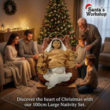 100cm Large Christmas Nativity Manger Set – Baby Jesus in Crib, Religious Christmas Decoration, Holy Family Display, Holiday Home & Church Décor