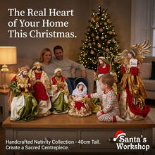 40cm Handmade Red Christmas Nativity Scene with Manger & Angel | Religious Holy Family Christmas Decoration  PRE ORDER