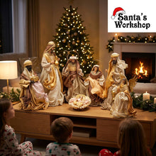 56cm Handmade Christmas Nativity Set with Angel | Religious Holy Family & Manger Christmas Decoration for Home & Church