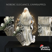 55cm Grey & White Standing Santa Claus Christmas Ornament – Luxury Holiday Home Decoration