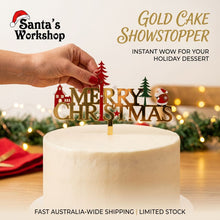 Merry Christmas Red & Gold Cake topper