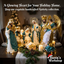 Blue White Christmas Religious Handmade Nativity Set with Manger and Angel 35 - 50 cm Approx