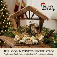 ⭐ Christmas Religious Handmade Nativity Set with Holy Family, Angels & Barn Animals – 16.25" Stable Christian Christmas Manger Scene Decor ⭐