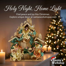 8" (20cm) Religious Holy Family with Angel on Stable – 17.5" (45cm) Nativity Scene Figurine, Christian Christmas Home Decor & Holiday Gift