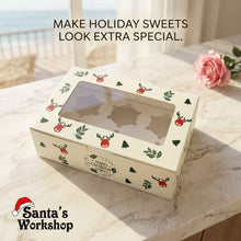 🎄 12PCS Christmas 6-Hole Cupcake Bakery Boxes with Clear Window & Inserts