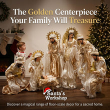 35.5" Large Christmas Nativity Set with Three Wise Men & Angel – Handmade Religious Holiday Decoration, 80–90cm Indoor Christmas Display