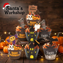 🎃 Halloween Cupcake Muffin Wrappers with Toppers – 24PCS Spooky Party Baking Decorations for Cakes, Cupcakes & Dessert Table 👻