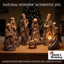 nativity set with angel candle holder Driftwood 41cm