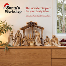 12.75" CHRISTMAS RELIGIOUS HANDMADE NATIVITY SCENE ON 20.75" STABLE PRE ORDER