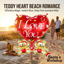 Love Heart Foil Balloons with Teddy Bear – Valentine's Day Balloon Decorations for Wedding, Anniversary, Proposal, Engagement, Birthday & Romantic Party Supplies