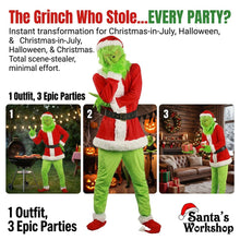 Christmas GRINCH Party Costume Grinch Suit 7 pcs Book Week Dress up