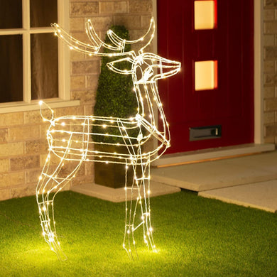 Samland Led Warm White Copper Wired 3d Standing Reindeer For Christmas Decoration - Santas Workshop Direct 
