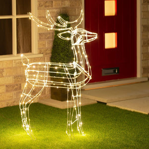Samland Led Warm White Copper Wired 3d Standing Reindeer For Christmas Decoration - Santas Workshop Direct 