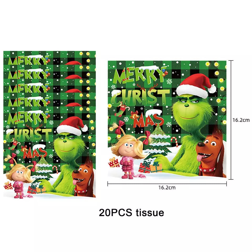 The Grinch Christmas Party Tableware Paper Napkins  Xmas Decor - Santas Workshop Direct 