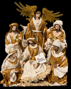 Gold Christmas Holy Family Nativity set / scene with manger  -30-40cm Santas Workshop Direct