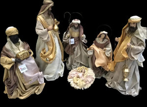 Brown Gold  Christmas Holy Family Nativity set / scene with manger  -35-50cm Santas Workshop Direct