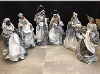 Silver and white Christmas Holy Family Nativity set / scene with manger  -35-55 cm Santas Workshop Direct