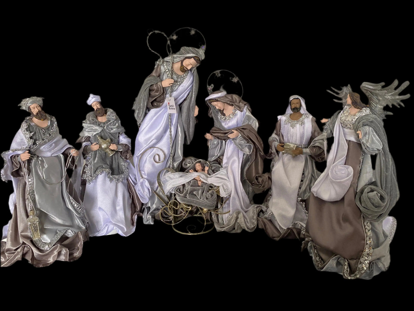 Silver and white Christmas  Nativity set / scene with manger  -35-55 cm Santas Workshop Direct