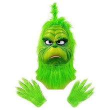 Adult Green Christmas Monster Mask & Furry Gloves Set – Holiday Thief Costume, Cosplay and Festive Party Dress-Up Accessories- PRE ORDER