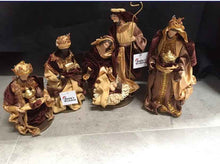 10.5'' Christmas Handmade Religious Nativity Set in Brown and Gold - 29 cm Approx