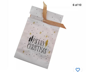 10 pcs xChristmas Gift Bag Cookie Candy Bag Snowflake Crisp Handmade Drawstring Bags Santas Workshop Direct