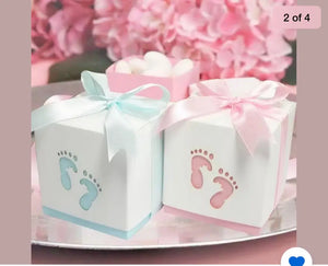 10x Baby Footprint Laser Cut Favour Boxes Baby Shower Bomboniere Birthday Party/ Gender reveal Santas Workshop Direct