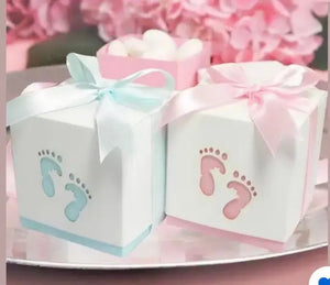 10x Baby Footprint Laser Cut Favour Boxes Baby Shower Bomboniere Birthday Party/ Gender reveal Santas Workshop Direct