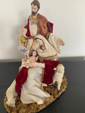 12 Holy Family Red Gold with sheep -30 Cm Santas Workshop Direct