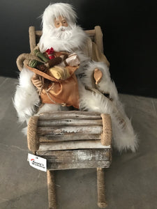 14.5 Santa Claus in driftwood sleigh - 40 cm approx Santas Workshop Direct