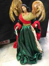 Christmas Religious Angel Ornament 41cm – Green & Red Nativity Figurine, Christian Christmas Home Decor & Holiday Display