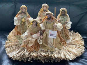 20.5 figurines approx with  Gold Nativity Set/Scene with manger  - 53 cm wide Santas Workshop Direct