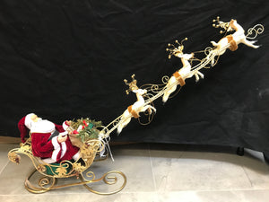 37 Santa Claus on Sleigh with reindeer - 95 cm approx length Santas Workshop Direct