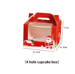 4 hole Christmas cup cake box  x 12 pc Santas Workshop Direct