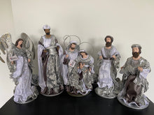40cm Silver white Christmas Holy Family Nativity set / scene with manger  -35-50cm Santas Workshop Direct