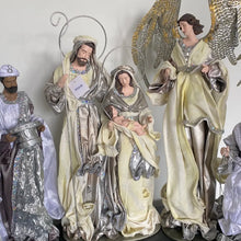 50cm Silver white Christmas Holy Family Nativity set / scene with manger  -35-50cm Santas Workshop Direct