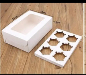 6 Hole Christmas White Cup Cake Candy Cookie Box (white)x 100pc Santas Workshop Direct