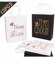 6 pcs Bridal Wedding partyTeam Bride/ Team Groom  Bridesmaids Groomsmen Bachelorette Party Gift Bags Santas Workshop Direct