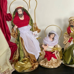 60 cm Red white Christmas Holy Family Nativity set / scene with manger  -35-50cm Santas Workshop Direct
