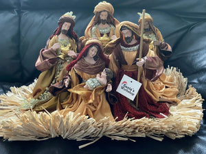 9.75 figurine  Red Christmas Nativity Set figurines approx 25 cm  with manger scene - 25cm Santas Workshop Direct