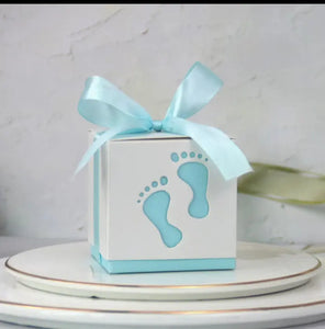 Blue Laser cut baby foot print Favour Boxes/ Gender  Reaveal favour box x1 pc Santas Workshop Direct
