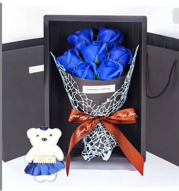 Blue Soap Flower 7 heads/ Valentines Day / Mothers Day/ Birthday Santas Workshop Direct