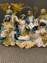 Blue white Christmas Holy Family Nativity set / scene with manger  -30-35cm Santas Workshop Direct