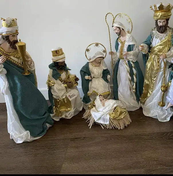 Blue white Christmas Holy Family Nativity set / scene with manger  -35 - 50 cm approx Santas Workshop Direct