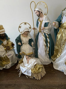 Blue white Christmas Holy Family Nativity set / scene with manger  -35 - 50 cm approx Santas Workshop Direct