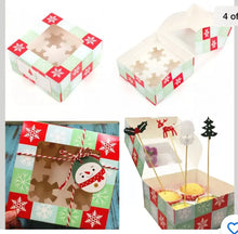 Cake box Christmas cookies / cup cake box Green / red x 4 pcs Santas Workshop Direct