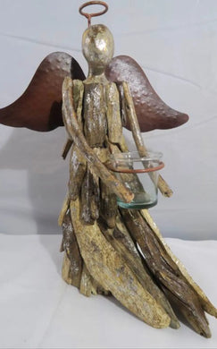 Christmas Driftwood  Angel Candel Holder 36 cm Santas Workshop Direct